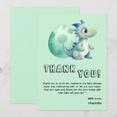 Carte De Remerciements Dinosaure Bébé mignon avec son Baby shower d'oeufs (Devant / Derrière)