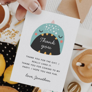 Carte De Remerciements Dinosaure drôle bleu. Dino bébé / anniversaire de 