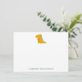 Carte De Remerciements Dinosaure mignon en papier à lettres personnalisé (Debout devant)