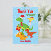 Carte De Remerciements Dinosaures de Noël Enfants (Debout devant)