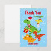 Carte De Remerciements Dinosaures de Noël Enfants (Devant / Derrière)