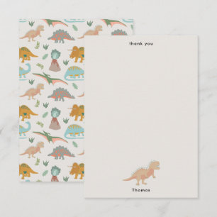 Carte De Remerciements Dinosaures Enfants Dessinés à la Main Boho Dinosau