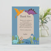 Carte De Remerciements Dinosaurs Crossing, T-rex Baby Shower (Debout devant)