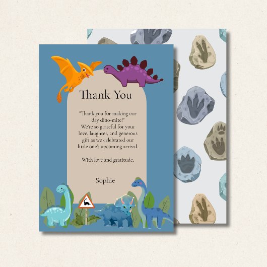 Carte De Remerciements Dinosaurs Crossing, T-rex Baby Shower