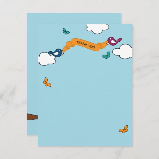 Carte de remerciements d'inséparables de (Devant / Derrière)