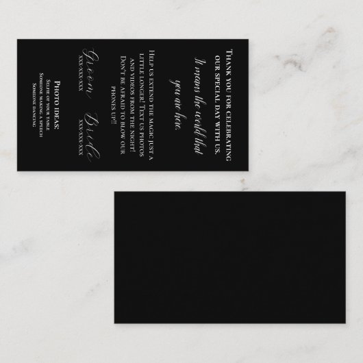 Carte de remerciements d'insertion de serviette ma (Devant / Derrière)