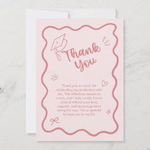 Carte De Remerciements Diplôme Bordure Ondulée Rose Mignonne Branché