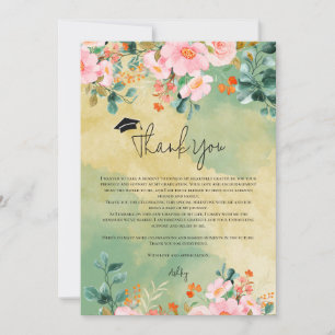 Carte De Remerciements Diplôme botanique floral aquarelle rose marron