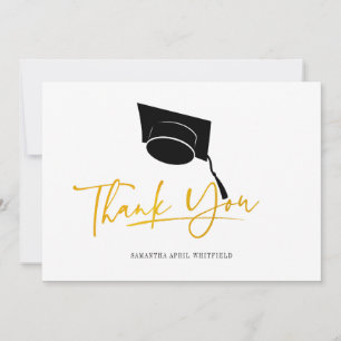 Carte De Remerciements Diplôme Cap Tassel Typographie Faux Gold