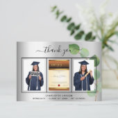 Carte De Remerciements Diplôme d'argent photo de l'étudiant eucalyptus (Debout devant)