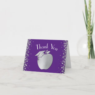 Carte De Remerciements Diplôme de formation des enseignants Violet argent