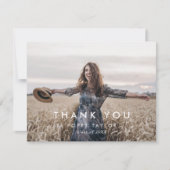 Carte De Remerciements Diplôme de la photographie en typographie chic (Devant)