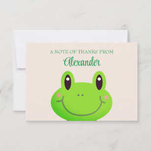 Carte De Remerciements Diplômé de Maternelle Grenouille Verte Rose Blush