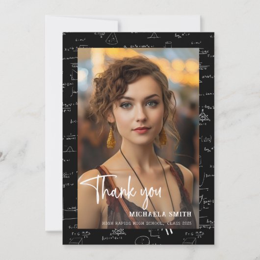 Carte De Remerciements Diplôme de mathématiques modernes Script photo (Devant)