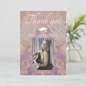 Carte De Remerciements Diplôme de Motif rose pâle (Debout devant)