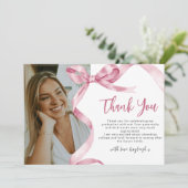 Carte De Remerciements Diplôme de photo de la bow rose tendance (Debout devant)