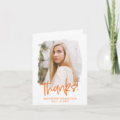 Carte De Remerciements Diplôme de photo de script orange Preppy (Devant)