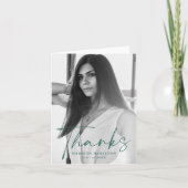 Carte De Remerciements Diplôme de photo de script vert élégant (Devant)