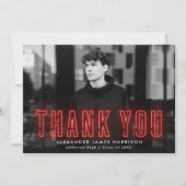 Carte De Remerciements Diplôme de photo néon rouge moderne (Devant)