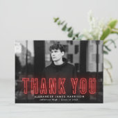 Carte De Remerciements Diplôme de photo néon rouge moderne (Debout devant)