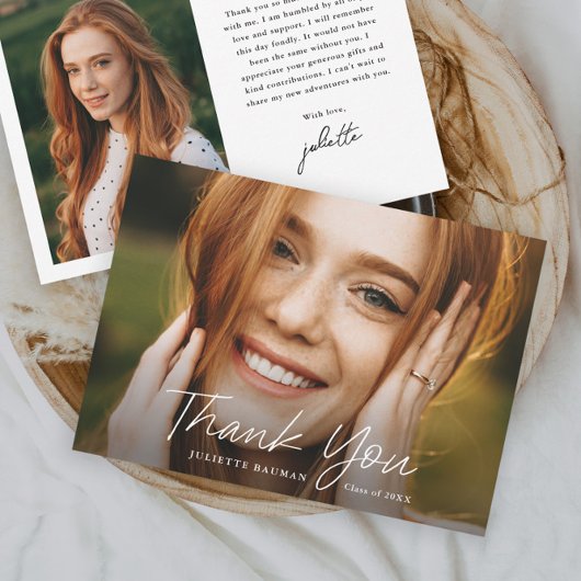 Carte De Remerciements Diplôme de Photo Simple Script Moderne