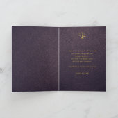 Carte De Remerciements Diplôme d'école de droit photo élégante (Intérieur)