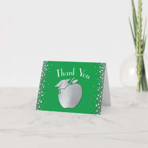 Carte De Remerciements Diplôme d'enseignement Green Silver