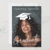 Carte De Remerciements Diplôme éditable casquette photo diplômé (Devant)