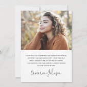 Carte De Remerciements Diplôme éditable casquette photo diplômé (Dos)