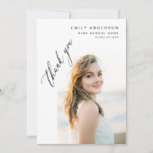 Carte De Remerciements Diplômé en Script moderne Diplôme en photo simple (Devant)