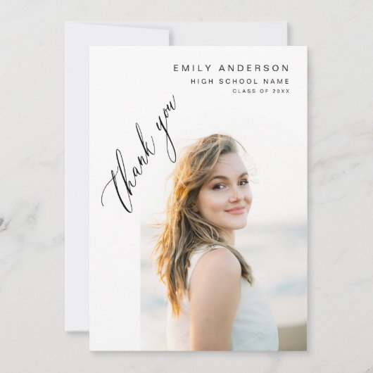 Carte De Remerciements Diplômé en Script moderne Diplôme en photo simple (Devant)