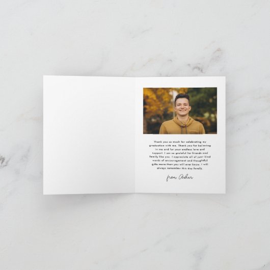 Carte De Remerciements Diplômé en Script moderne Diplôme en photo simple (Intérieur)