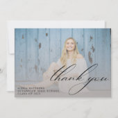 Carte De Remerciements Diplômé en Script moderne Diplôme en photo simple (Devant)