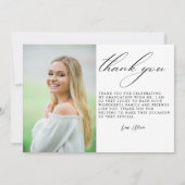 Carte De Remerciements Diplômé en Script moderne Diplôme en photo simple (Dos)