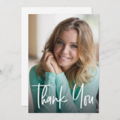 Carte De Remerciements Diplômé en Script moderne Diplôme en photo simple (Devant / Derrière)