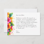 Carte De Remerciements Diplôme Fleur Tropicale Luxueuse (Dos)