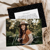 Carte De Remerciements Diplômé moderne blanc Script photo Graduation