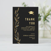 Carte De Remerciements Diplôme Moderne Noir Doré (Debout devant)