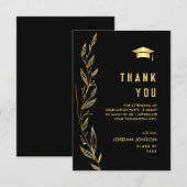 Carte De Remerciements Diplôme Moderne Noir Doré (Devant / Derrière)