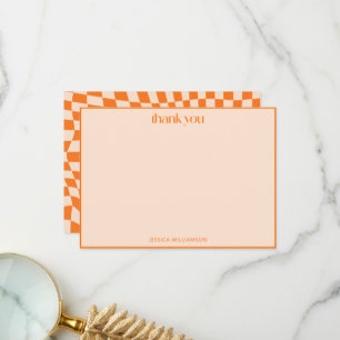 Carte De Remerciements Diplômé Moderne Rétro Orange 2026 Damier