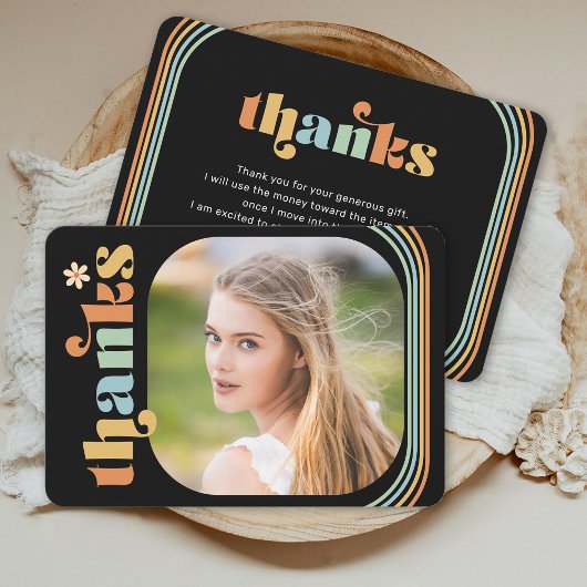 Carte De Remerciements Diplôme photo Boho Retro