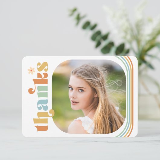 Carte De Remerciements Diplôme photo Boho Retro (Debout devant)