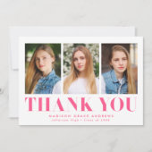 Carte De Remerciements Diplôme photo de 3 Pink Hot Simple Bold (Devant)