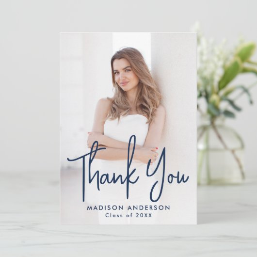 Carte De Remerciements Diplôme photo de script de la marine manuscrit (Debout devant)