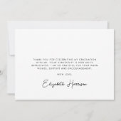 Carte De Remerciements Diplôme photo en script blanc (Dos)