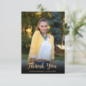 Carte De Remerciements Diplôme photo moderne en or blanc (Debout devant)