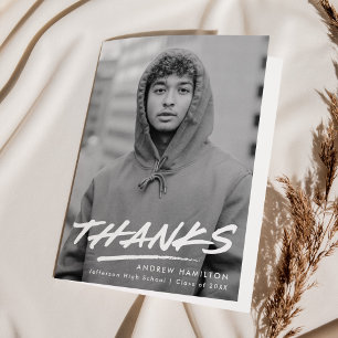 Carte De Remerciements Diplôme photo moderne pointillé