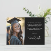 Carte De Remerciements Diplôme photo noir classique simple (Debout devant)