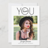 Carte De Remerciements Diplôme photo noir et blanc (Devant)