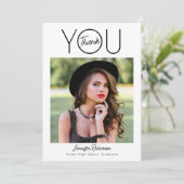 Carte De Remerciements Diplôme photo noir et blanc (Debout devant)